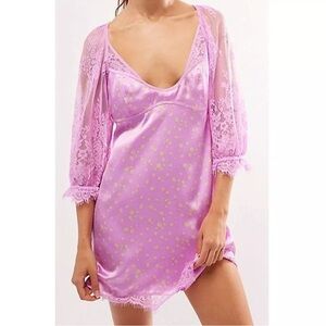 Free People Pink and Gold Mini Dress